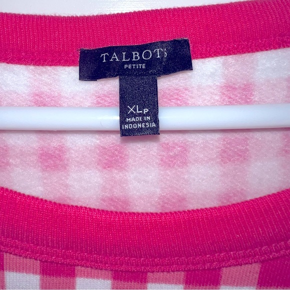 TALBOTS Punch Pink Gingham Crewneck Sweatshirt in XL Petite Style # P214013685 - Picture 4 of 5